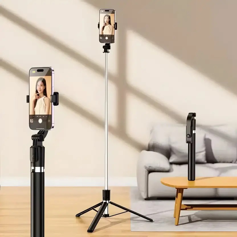 R1-L Extendable Bluetooth Selfie Stick with Tripod Stand & Wireless Remote Bluetooth Selfie Stick - Image 4