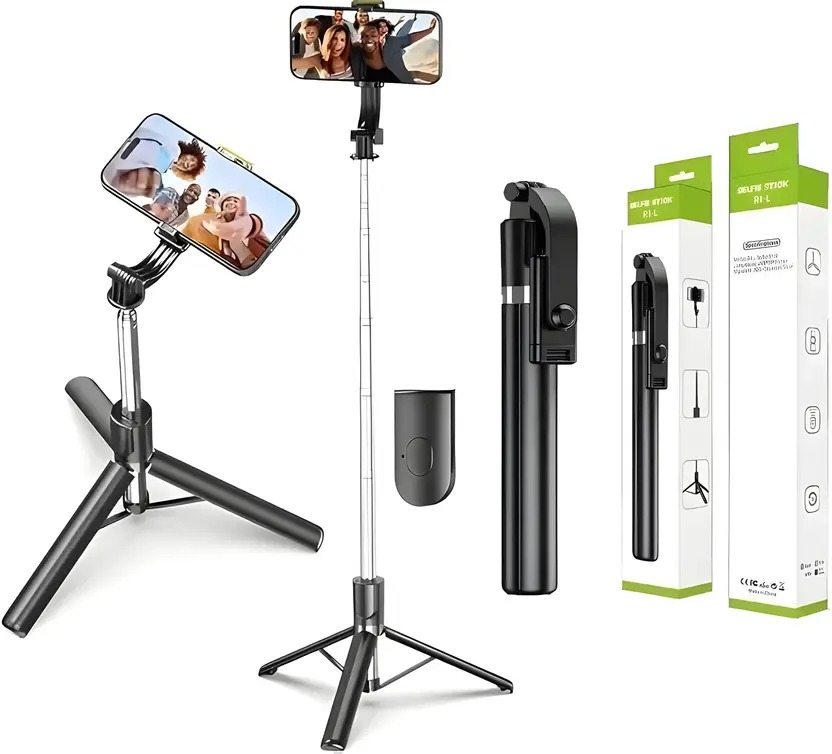 R1-L Extendable Bluetooth Selfie Stick with Tripod Stand & Wireless Remote Bluetooth Selfie Stick - Image 2